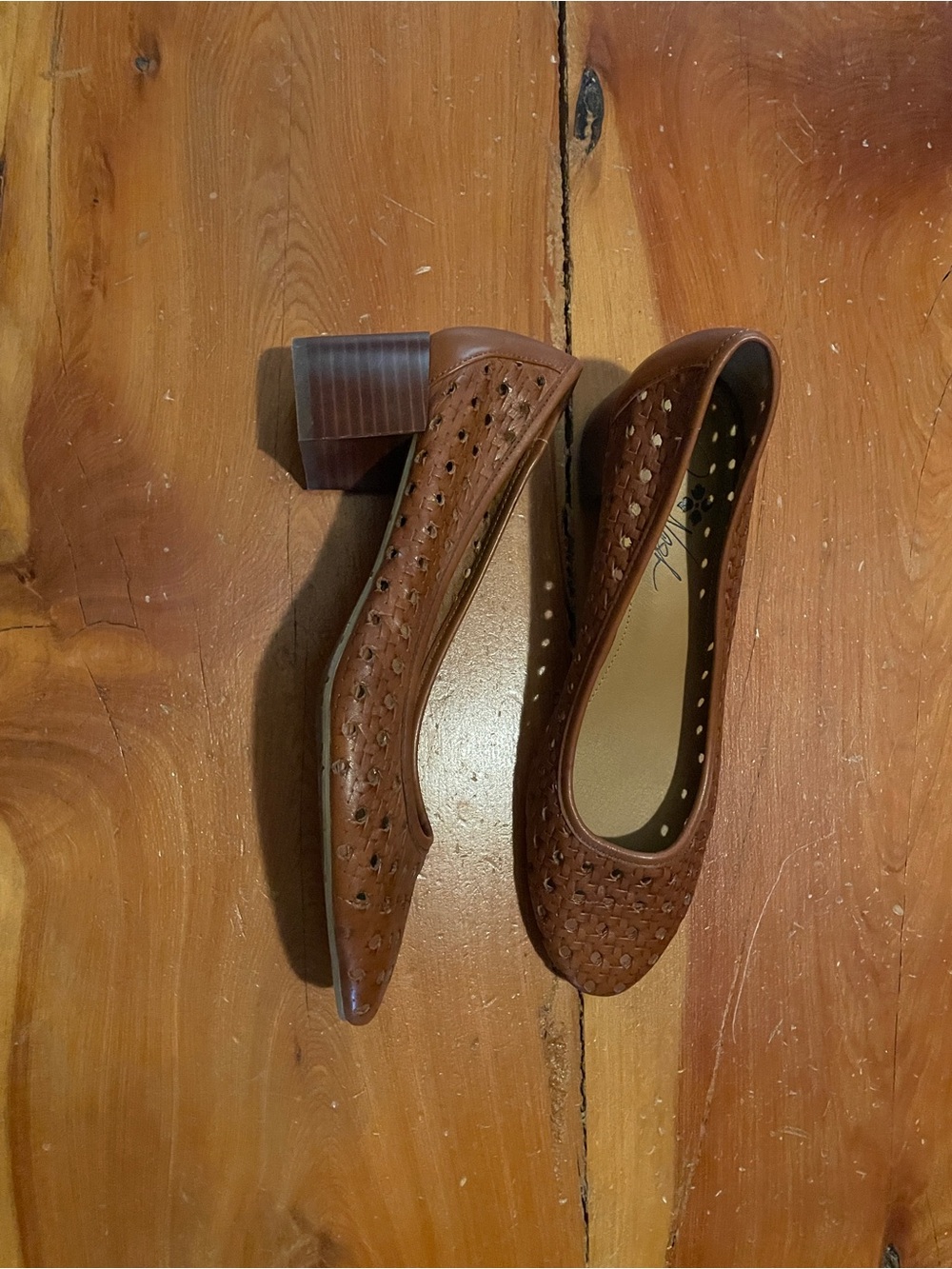 Patricia Nash Brown Perforated Block Heel Pumps